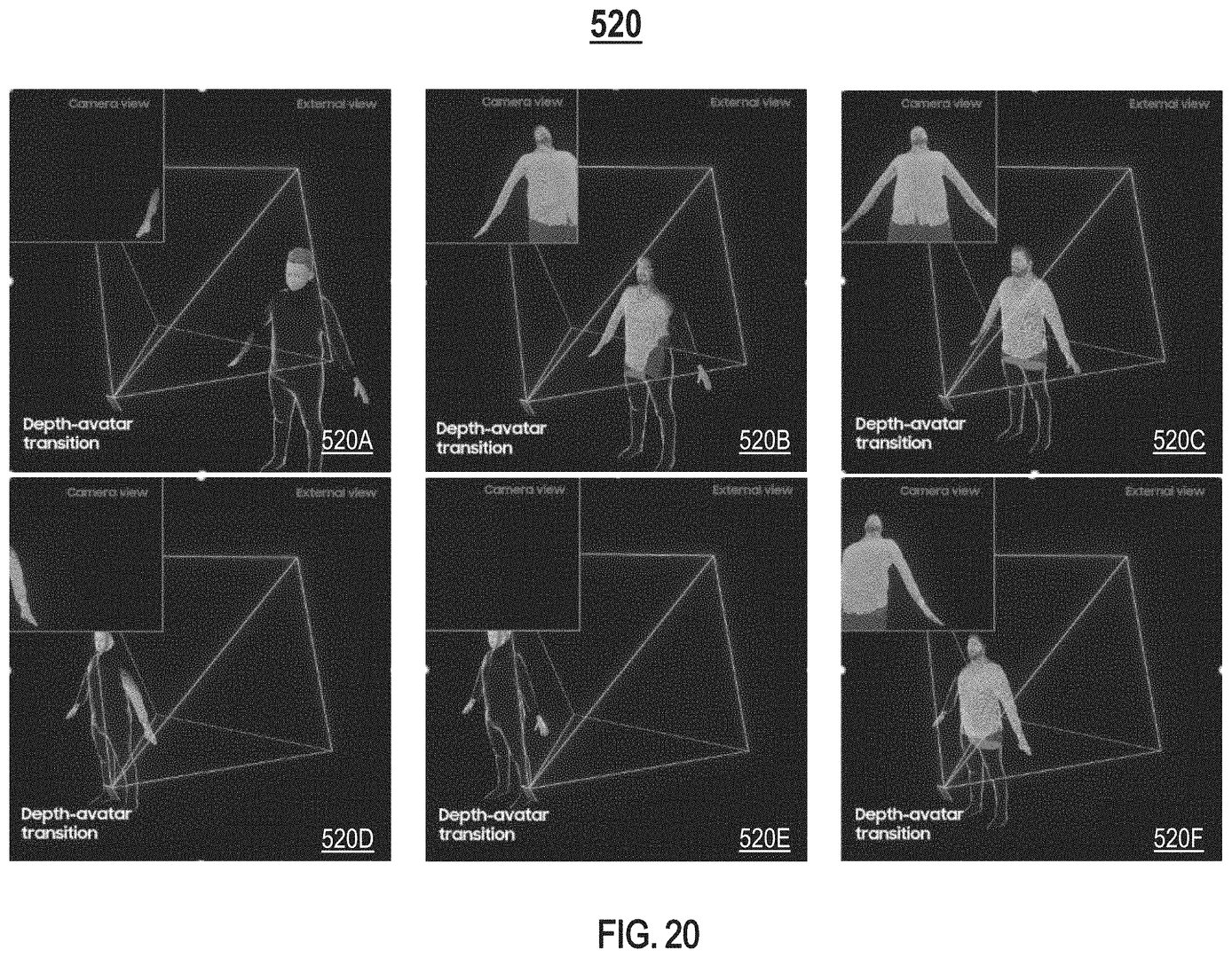 Automatic representation toggling based on depth camera field of view
