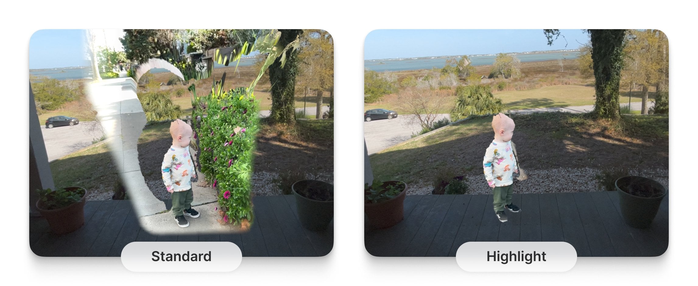 Person highlighting view option hides all non-person portions of the scene.