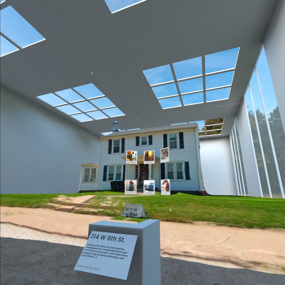 <strong>Vivid: drive by house scans.</strong> I drove by old houses I lived in, captured video, and then created photogrammetry scans to understand what it’d feel like to be able to relive meaningful places from the past.